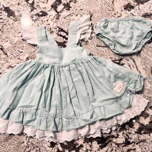SweetHoney size 4t Linen two piece dress with ruffle bloomers